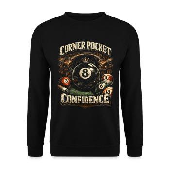 8-Ball Billard Corner Pocket Confidence - Unisex Pullover - Schwarz - Vorne - Alina (178cm) & Michal (187cm)