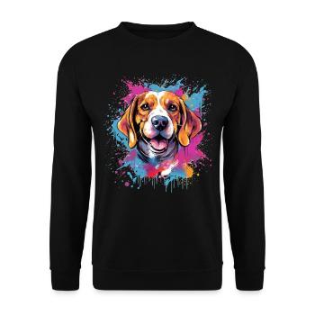 Bunter Beagle Splash Art Dog - Unisex Pullover - Schwarz - Vorne - Alina (178cm) & Michal (187cm)