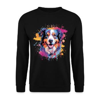 Colorful Australian Shepherd Dog Splash Art - Unisex Sweatshirt - black - Front - Alina (178cm) & Michal (187cm)