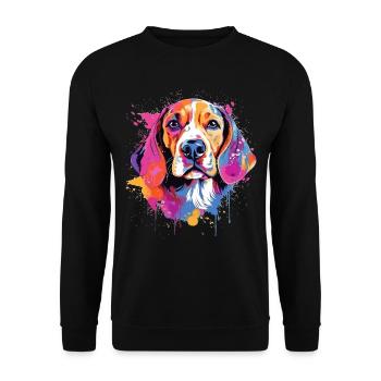 Colorful Splash Art Beagle Dog - Unisex Sweatshirt - black - Front - Alina (178cm) & Michal (187cm)