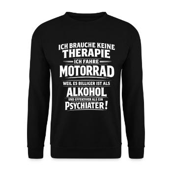 Motorrad statt Therapie lustiger Biker Spruch - Unisex Pullover - Schwarz - Vorne - Alina (178cm) & Michal (187cm)