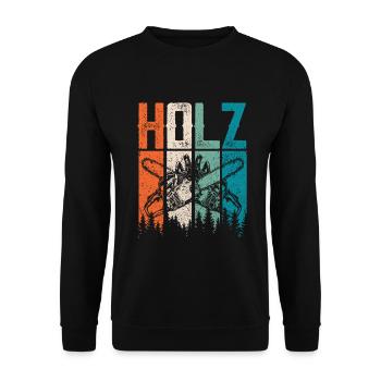 Lumberjack Chainsaw Chainsaw Retro Design - Unisex Sweatshirt - black - Front - Alina (178cm) & Michal (187cm)