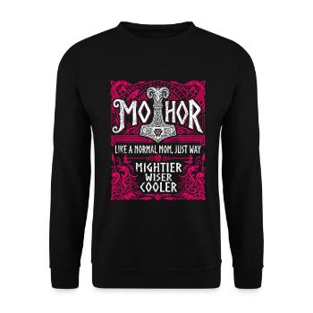 Mothor Wikinger Mutter Thor Hammer Spruch - Unisex Pullover - Schwarz - Vorne - Alina (178cm) & Michal (187cm)