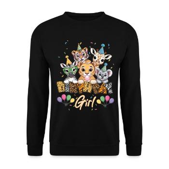 Tiere Zoo Party Dschungel Zoo Geburtstagskind - Unisex Pullover - Schwarz - Vorne - Alina (178cm) & Michal (187cm)