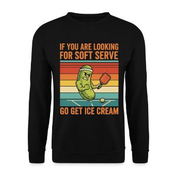Pickleball Lustiger Softaufschlong Hol Eiscreme - Unisex Pullover - Schwarz - Vorne - Alina (178cm) & Michal (187cm)