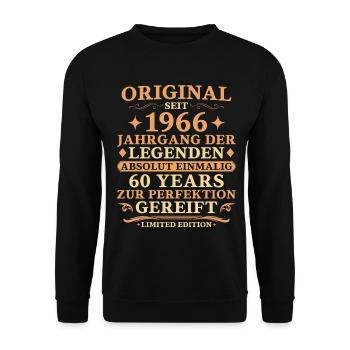 60. Geburtstag Original 1966 Jahrgang Geschenk - Unisex Pullover - Schwarz - Vorne - Alina (178cm) & Michal (187cm)