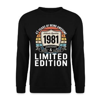Vintage 1981 45th Birthday Gift Men Women 45 - Sweat-shirt Unisexe - noir - Devant - Alina (178cm) & Michal (187cm)