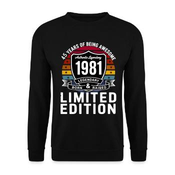 Vintage 1981 45th Birthday Gift Men Women 45 - Sweat-shirt Unisexe - noir - Devant - Alina (178cm) & Michal (187cm)