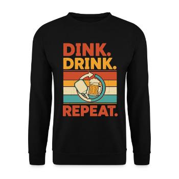 Pickleball Dink Drink Repeat Funny Player - Unisex Pullover - Schwarz - Vorne - Alina (178cm) & Michal (187cm)