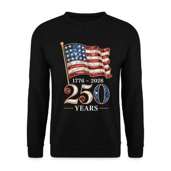 USA Flagge 250 Jahre Jubiläum - Unisex Pullover - Schwarz - Vorne - Alina (178cm) & Michal (187cm)