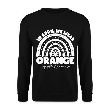 En avril, nous portons une Orange pour la sensibilisation à l’infertilité FIV - Sweat-shirt Unisexe - noir - Devant - Alina (178cm) & Michal (187cm)