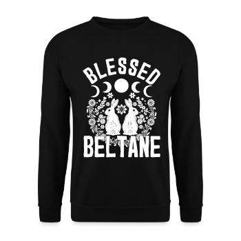 Beltane Blessings May Day Pagan Rabbit Paganism - Unisex Sweatshirt - black - Front - Alina (178cm) & Michal (187cm)