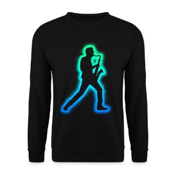 Saxophonist Saxofon Kinder Herren Jungen Saxophon - Unisex Pullover - Schwarz - Vorne - Alina (178cm) & Michal (187cm)