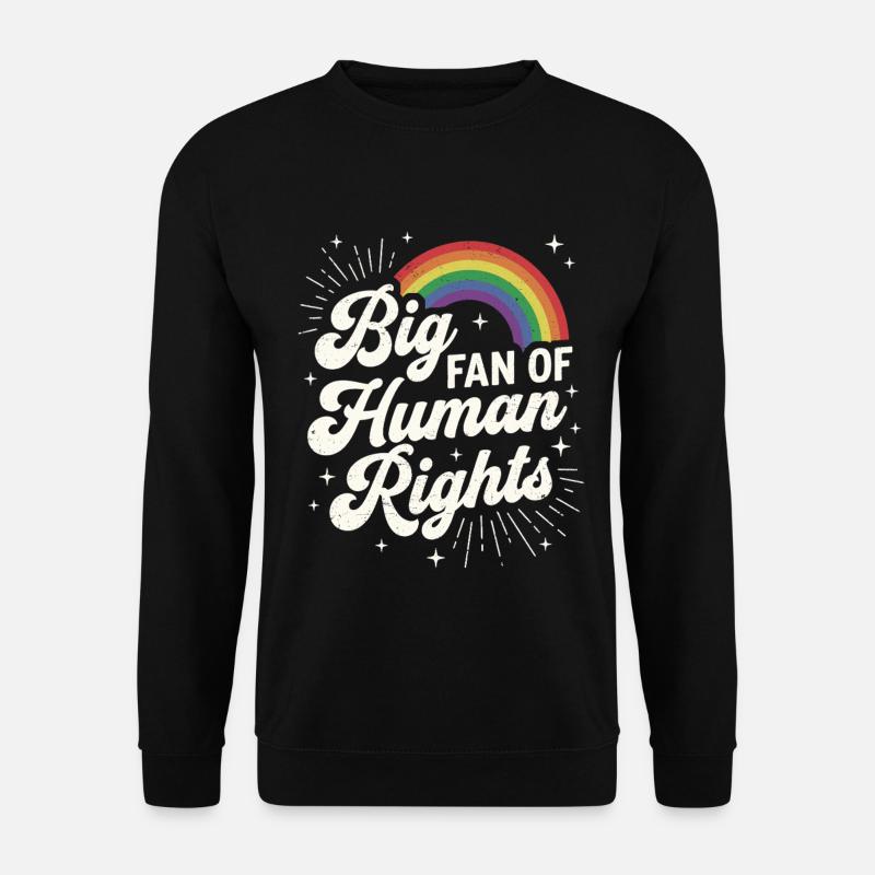Big Fan Of Human Rights Regenbogen Design - Unisex Pullover - Schwarz