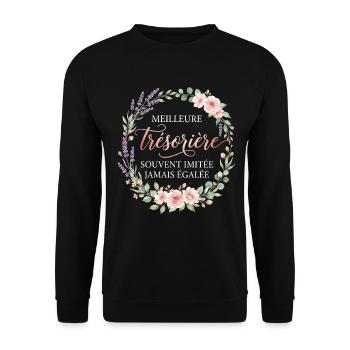 Métier Meilleur Trésorière Fleurs - Sweat-shirt Unisexe - noir - Devant - Alina (178cm) & Michal (187cm)