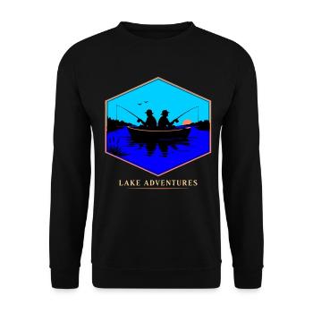 Fishing Adventure Lake Boat - Unisex Sweatshirt - black - Front - Alina (178cm) & Michal (187cm)
