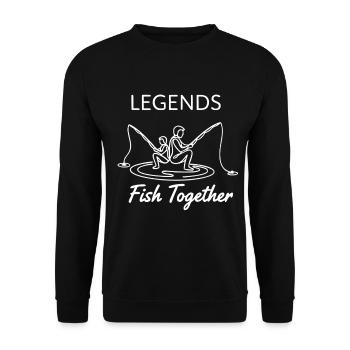 Fishing Legends Saying - Unisex Sweatshirt - black - Front - Alina (178cm) & Michal (187cm)