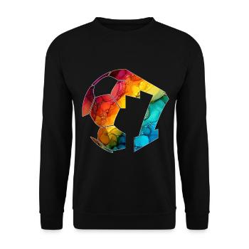 NR. 7 FUßBALLER NUMMER 7 FUßBALL 7. GEBURTSTAG - Unisex Pullover - Schwarz - Vorne - Alina (178cm) & Michal (187cm)