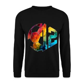 NON. 12e FOOTBALLEUR NUMÉRO 12 FOOTBALL 12E ANNIVERSAIRE - Sweat-shirt Unisexe - noir - Devant - Alina (178cm) & Michal (187cm)
