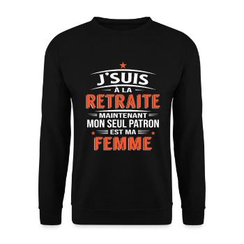 Retraite Humour Homme Cadeau Départ Drôle - Sweat-shirt Unisexe - noir - Devant - Alina (178cm) & Michal (187cm)