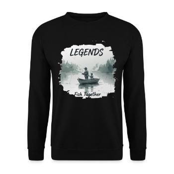 Légendes de la pêche Père Fils - Sweat-shirt Unisexe - noir - Devant - Alina (178cm) & Michal (187cm)