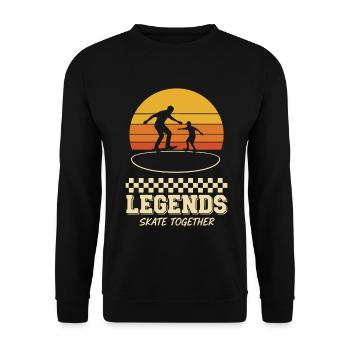 Skateboard Legenden Vater Sohn - Unisex Pullover - Schwarz - Vorne - Alina (178cm) & Michal (187cm)
