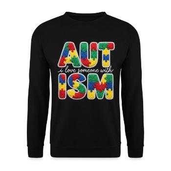 Faux Yarn I Love Someone With Autism - Unisex Sweatshirt - black - Front - Alina (178cm) & Michal (187cm)
