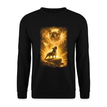 Französische Bulldogge, Mond - Unisex Pullover - Schwarz - Vorne - Alina (178cm) & Michal (187cm)