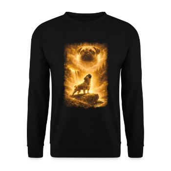 Pug, Moon - Unisex Sweatshirt - black - Front - Alina (178cm) & Michal (187cm)