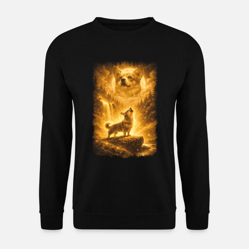 Corgi, Mond - Unisex Pullover - Schwarz