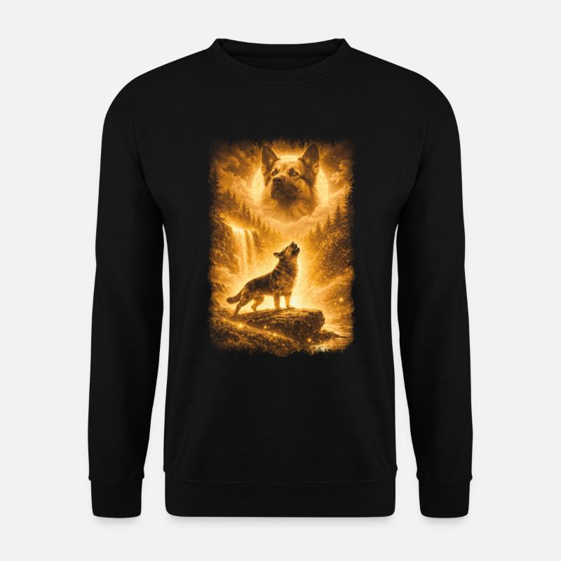 Deutscher Schäferhund, Mond - Unisex Pullover - Schwarz