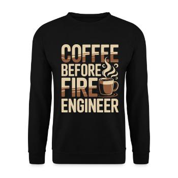 Fire Engineer Coffee Fire Department Coffee Lover - Unisex Pullover - Schwarz - Vorne - Alina (178cm) & Michal (187cm)