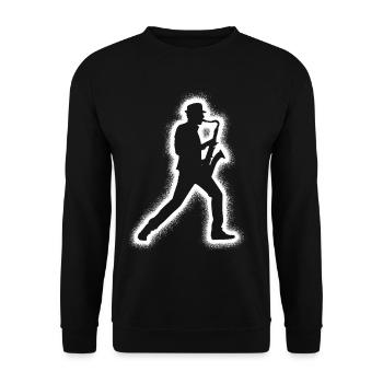 Saxophonist Saxofon Kinder Jungen Herren Saxophon - Unisex Pullover - Schwarz - Vorne - Alina (178cm) & Michal (187cm)