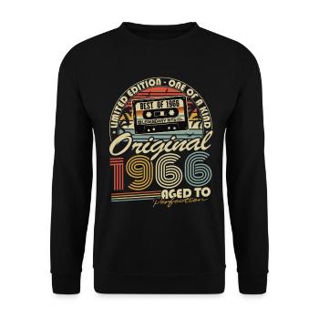 Cadeau d’anniversaire vintage original de 1966 - Sweat-shirt Unisexe - noir - Devant - Alina (178cm) & Michal (187cm)