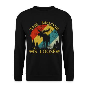 The Moose Is Loose Retro Vintage Wildlife - Unisex Sweatshirt - black - Front - Alina (178cm) & Michal (187cm)