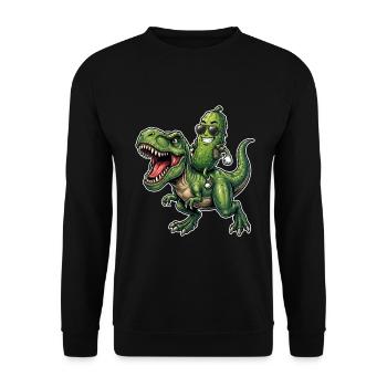 Sour cucumber rides dinosaur - Unisex Sweatshirt - black - Front - Alina (178cm) & Michal (187cm)