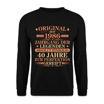Original 1986 Jahrgang der Legenden 40 Jahre - Unisex Pullover - Schwarz - Vorne - Alina (178cm) & Michal (187cm)