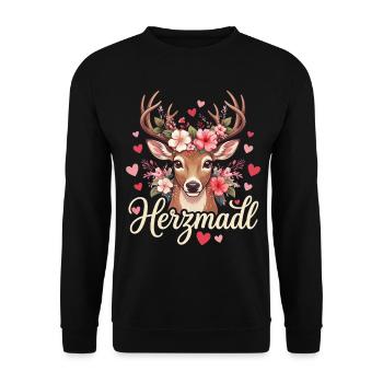 Trachtenshirt Damen Herzmadl T-Shirt Trachten - Unisex Pullover - Schwarz - Vorne - Alina (178cm) & Michal (187cm)