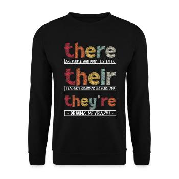 Da sind sie ein lustiger Grammatik-Englischlehrer - Unisex Pullover - Schwarz - Vorne - Alina (178cm) & Michal (187cm)