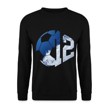 NON. 12e FOOTBALLEUR NUMÉRO 12 FOOTBALL 12E ANNIVERSAIRE - Sweat-shirt Unisexe - noir - Devant - Alina (178cm) & Michal (187cm)