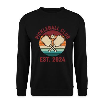 Pickleball Club Créé 2024 Joueur Humoristique Pickle Ball - Sweat-shirt Unisexe - noir - Devant - Alina (178cm) & Michal (187cm)