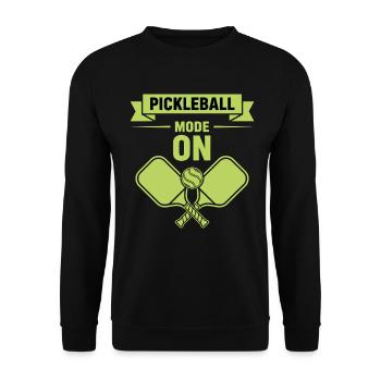 Pickleball-Modus bei Funny Player Pickle Ball Love - Unisex Pullover - Schwarz - Vorne - Alina (178cm) & Michal (187cm)