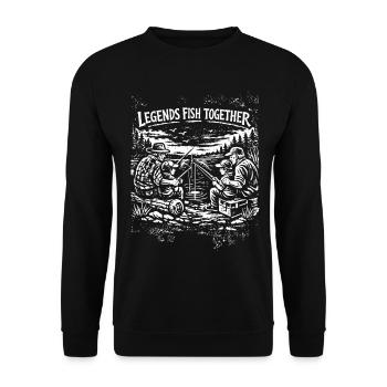 Angeln Legenden Vater Sohn - Unisex Pullover - Schwarz - Vorne - Alina (178cm) & Michal (187cm)
