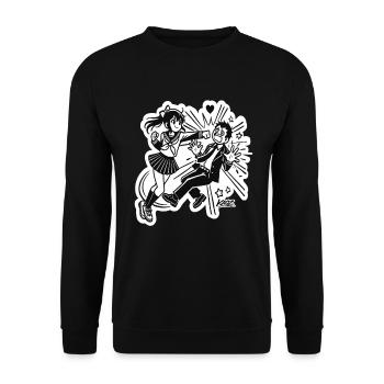 Scène de l’héroïne dans un manga anime - Sweat-shirt Unisexe - noir - Devant - Alina (178cm) & Michal (187cm)