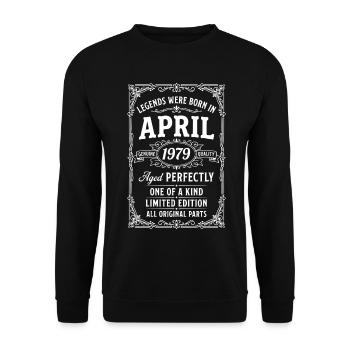 Großartig seit April 1979 - Unisex Pullover - Schwarz - Vorne - Alina (178cm) & Michal (187cm)