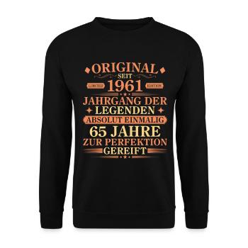 Original 1961 Jahrgang der Legenden 65 Jahre - Unisex Pullover - Schwarz - Vorne - Alina (178cm) & Michal (187cm)