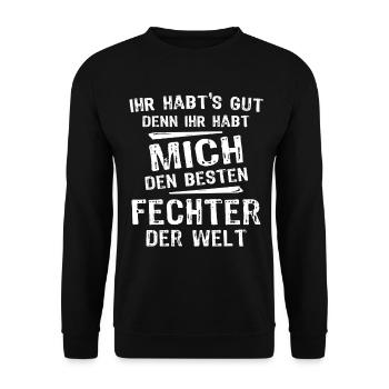 Fechter - Unisex Pullover - Schwarz - Vorne - Alina (178cm) & Michal (187cm)