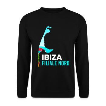 Nordsee Urlaub IBIZA FILIALE NORD Lustiges - Unisex Pullover - Schwarz - Vorne - Alina (178cm) & Michal (187cm)