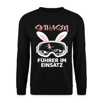Skifahren SKIHASEN FÜHRER IM EINSATZ Lustiges - Unisex Pullover - Schwarz - Vorne - Alina (178cm) & Michal (187cm)