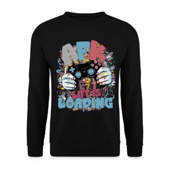 Life is Loading: Gaming Graffiti - Unisex Pullover - Schwarz - Vorne - Alina (178cm) & Michal (187cm)